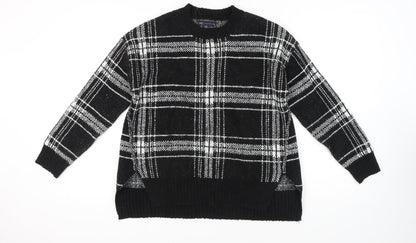 Marks & Spencer Women's Black Plaid Pullover Jumper M