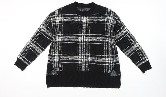 Marks and Spencer Women's Black Plaid Pullover Jumper M