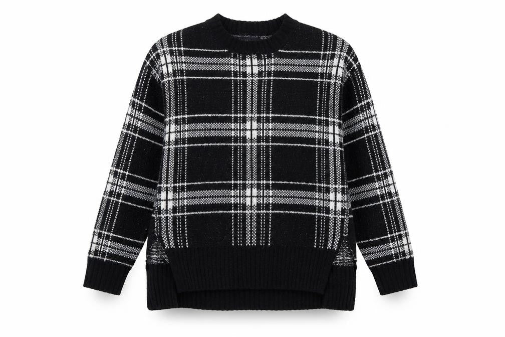Marks & Spencer Women's Black Plaid Pullover Jumper M