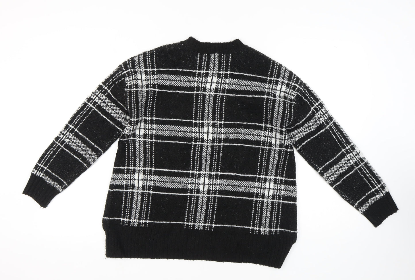 Marks and Spencer Women's Black Plaid Pullover Jumper M