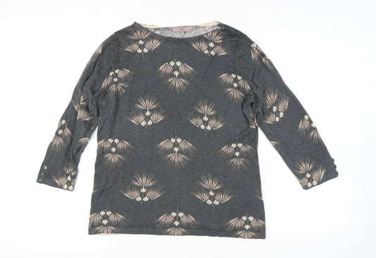 Next Women Grey Boat Neck Geometric Jumper Size 16