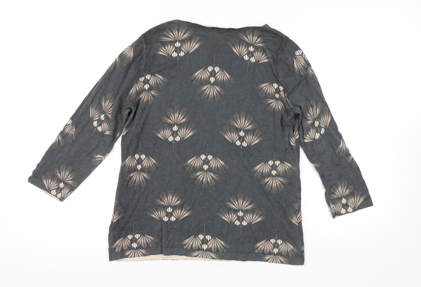 Next Women Grey Boat Neck Geometric Jumper Size 16