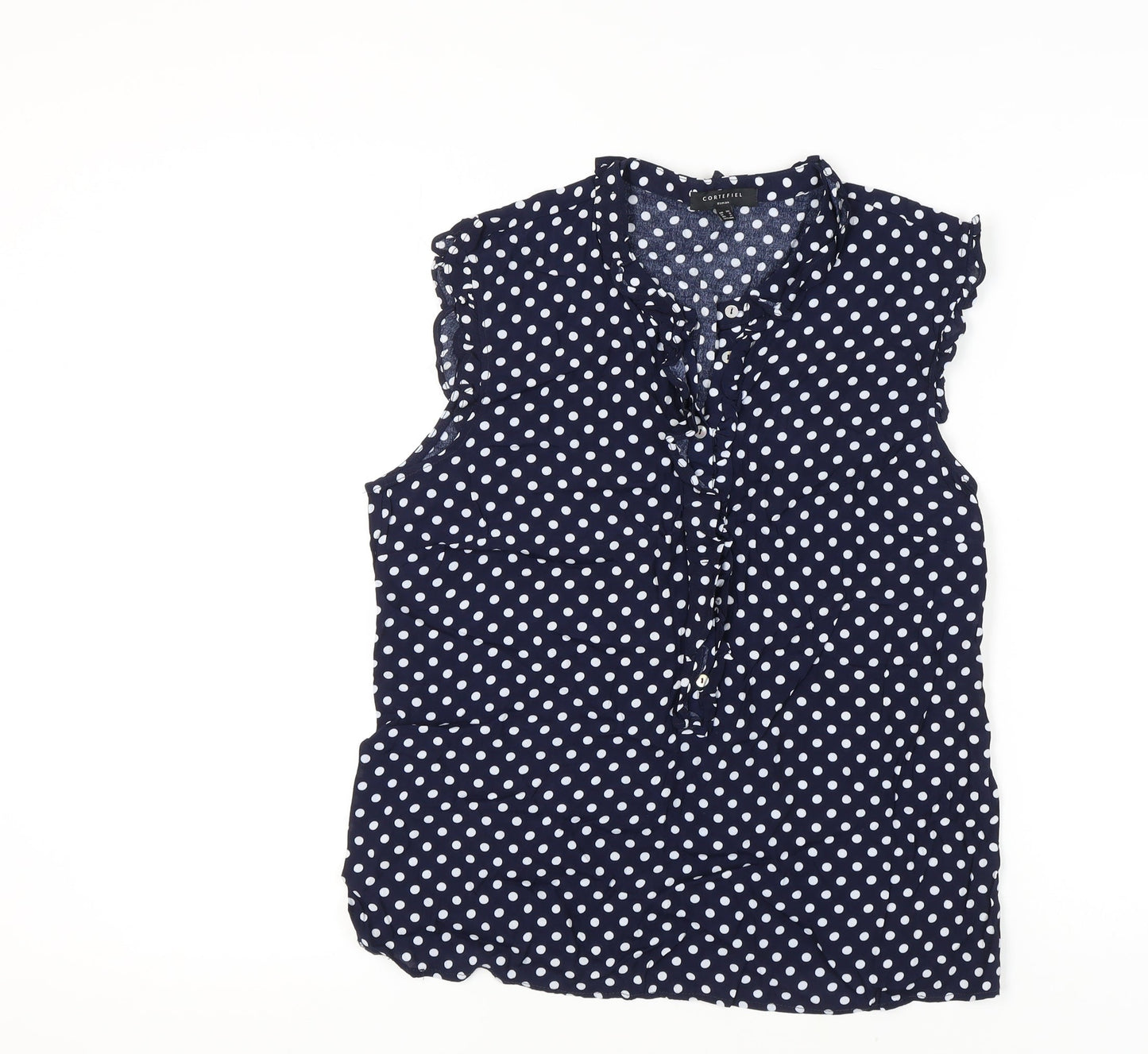 Cortefiel Women's Blue Polka Dot Blouse Size 16