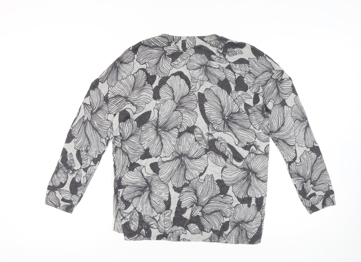 Marks and Spencer Women's Grey Floral Pullover Jumper M