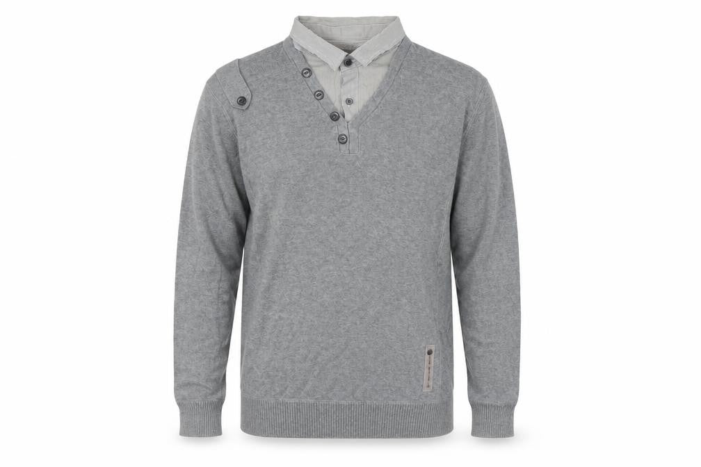 Next Men's Grey Henley Jumper, M, Casual Classic Knit