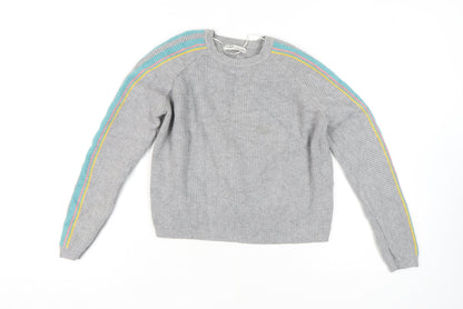 Pull&Bear Women's Grey Knit Jumper Medium