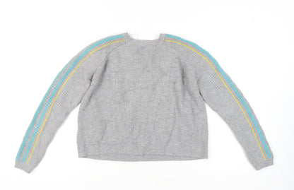Pull&Bear Women's Grey Knit Jumper Medium