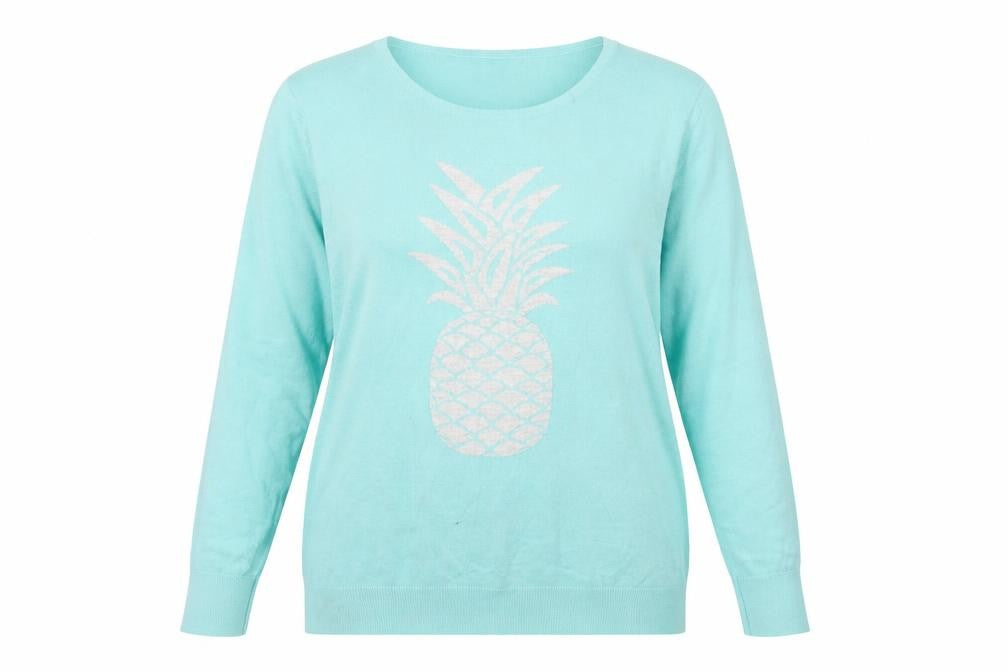 M&Co Women's Blue Pineapple Jumper Size 20