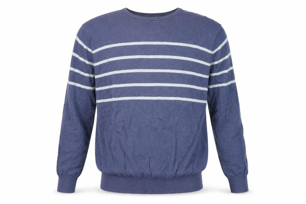 Woolovers Men's Blue Striped Pullover Jumper, L