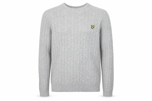 Lyle & Scott Men's Grey Wool Pullover Jumper M, Regular Fit