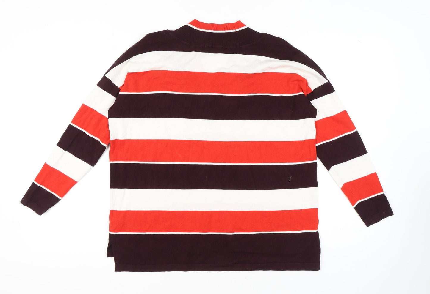 Warehouse Women’s Striped V-Neck Pullover Jumper Red 10