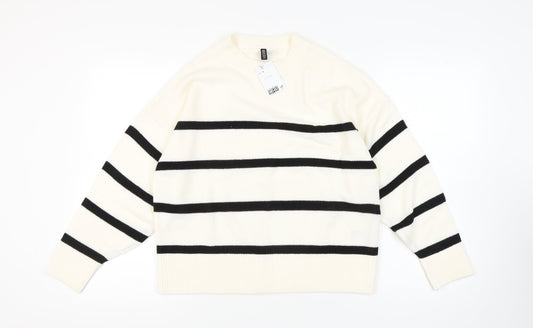 Divided Women’s Ivory Striped Pullover Jumper M