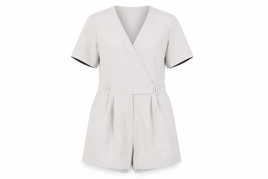 Topshop Women's Beige Short Sleeve Jumpsuit Size 10