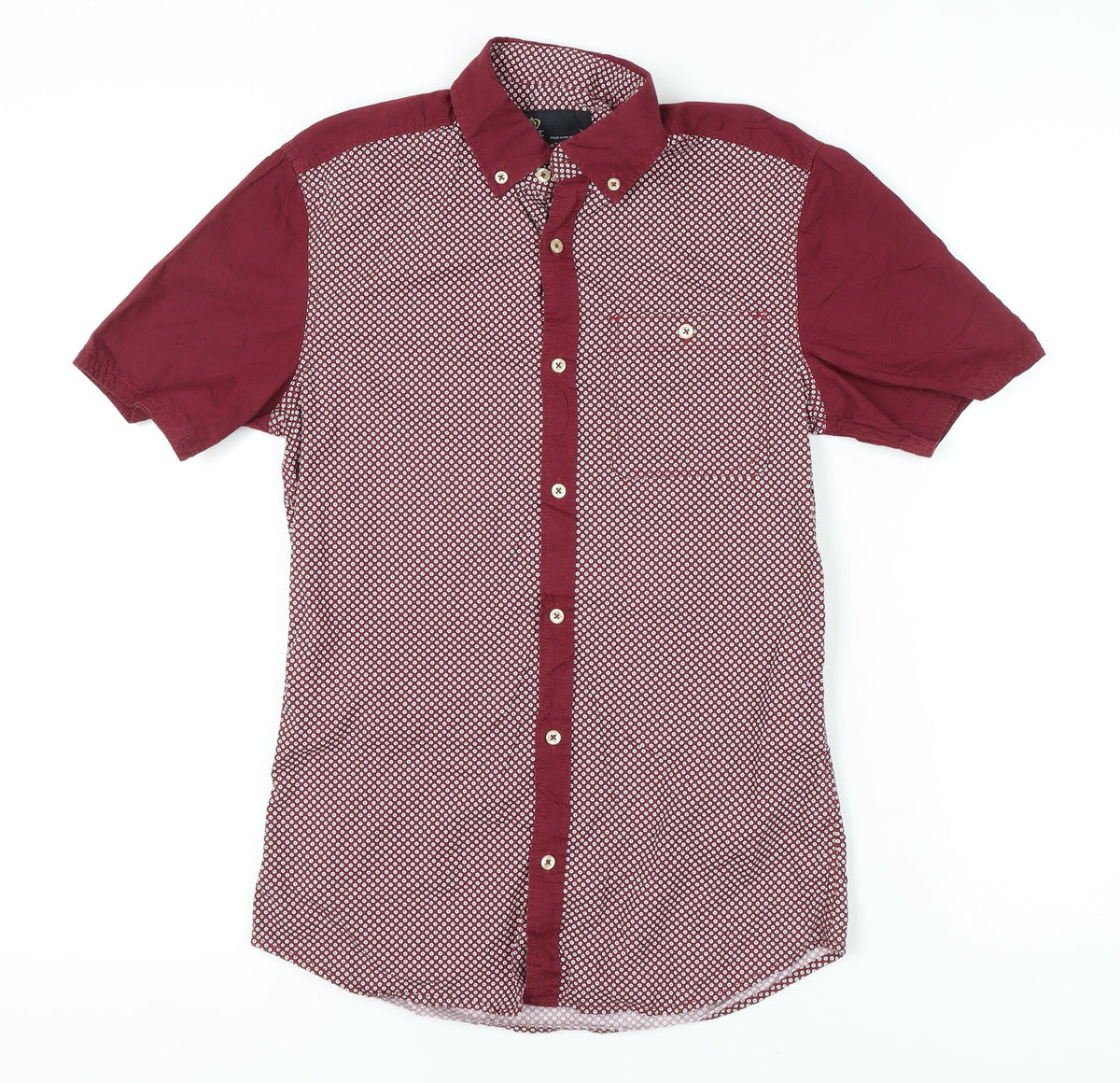 Next Men's Red Geometric XS Short Sleeve Shirt