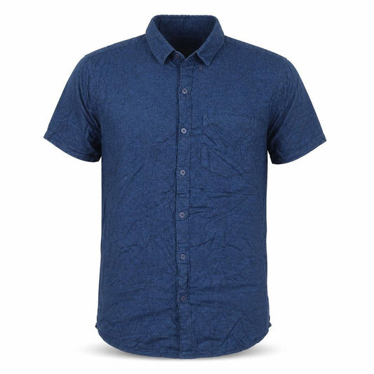 Hollister Men's Blue Short Sleeve Button-Up Shirt S