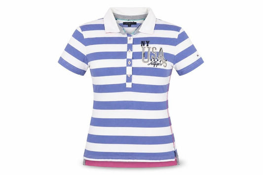 Tommy Hilfiger Women's Polo Shirt, Blue Stripe, M