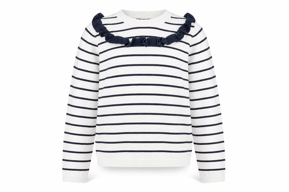 Marks & Spencer Girls White Striped Pullover Jumper 9-10 Years