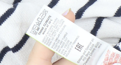 Marks & Spencer Girls White Striped Pullover Jumper 9-10 Years