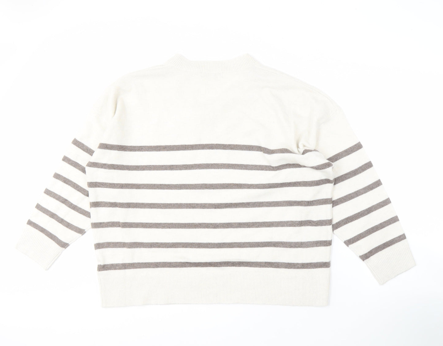 Marks and Spencer Women's XL White Striped Knit Jumper