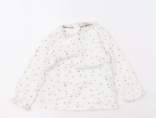 John Lewis Unisex Baby White Stars Blouse, 9-12 Months, Cotton