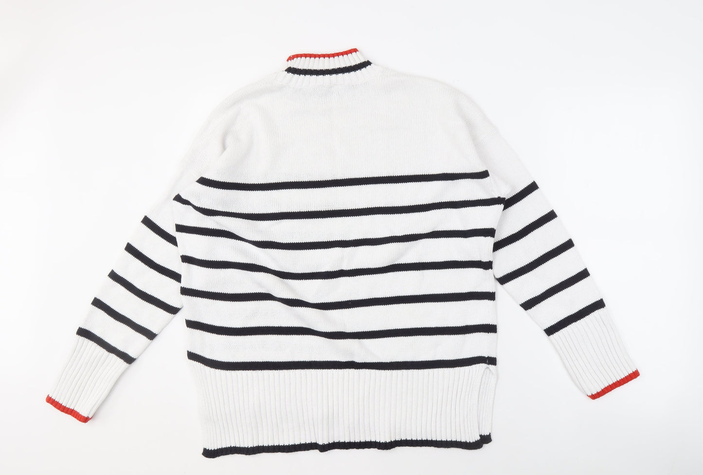 M&Co Women's White Striped Pullover Jumper, Size 14