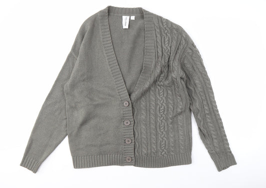 Collusion Grey Cable-Knit Cardigan XS Unisex Adults