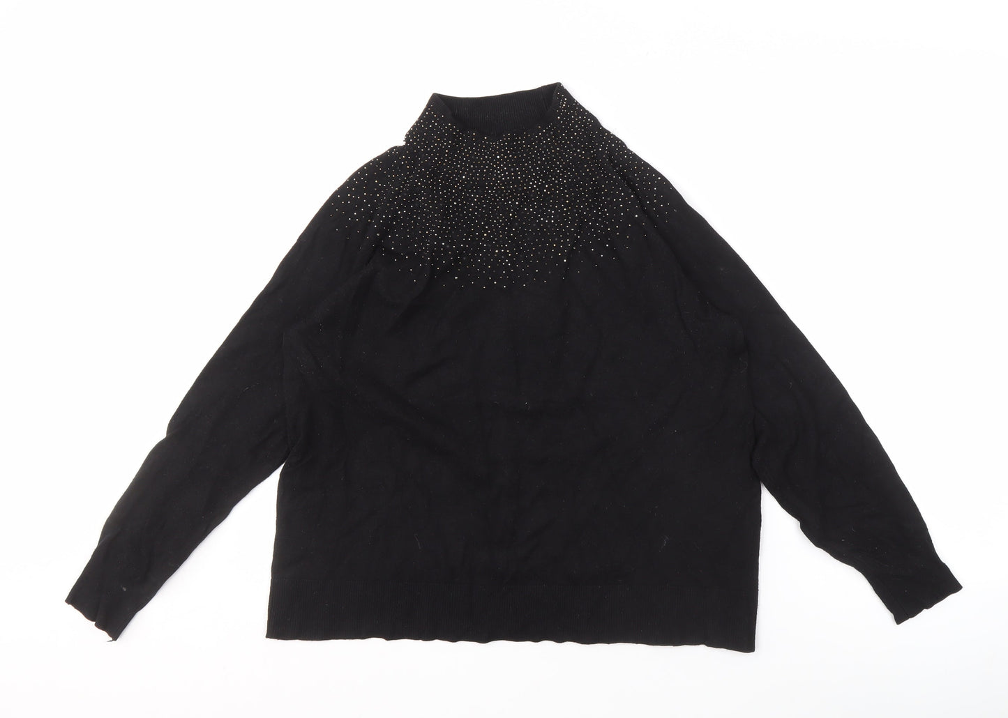 Sfera Women's Black Studded Pullover Jumper L