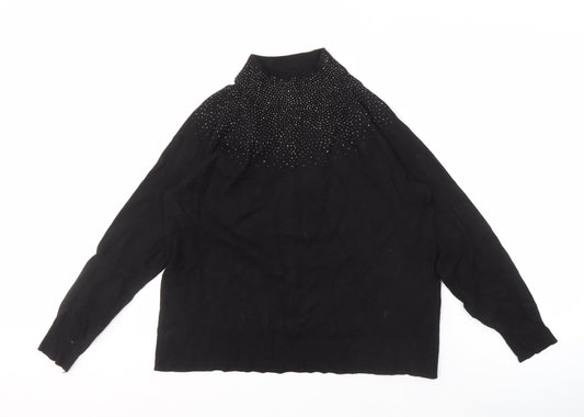Sfera Women's Black Studded Pullover Jumper L