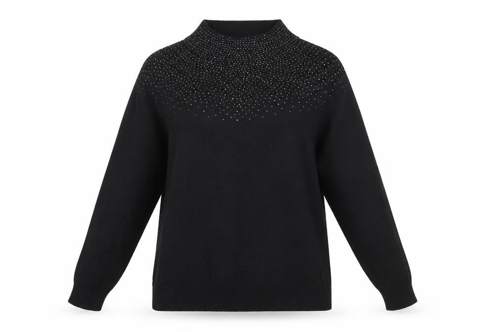 Sfera Women's Black Studded Pullover Jumper L