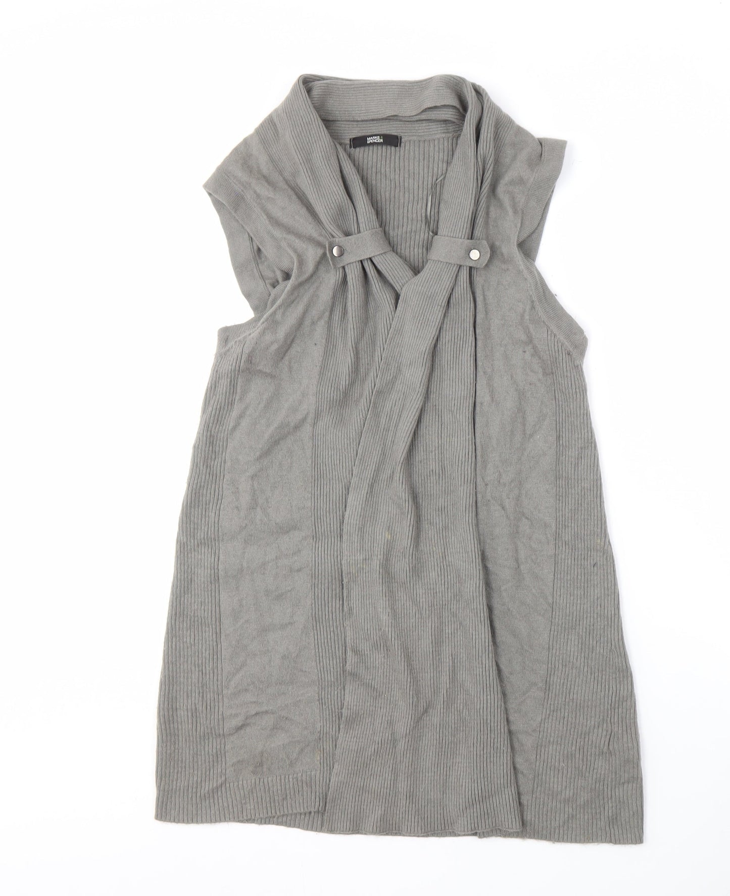 Marks and Spencer Women's Grey Knit Open Front Vest Size 14