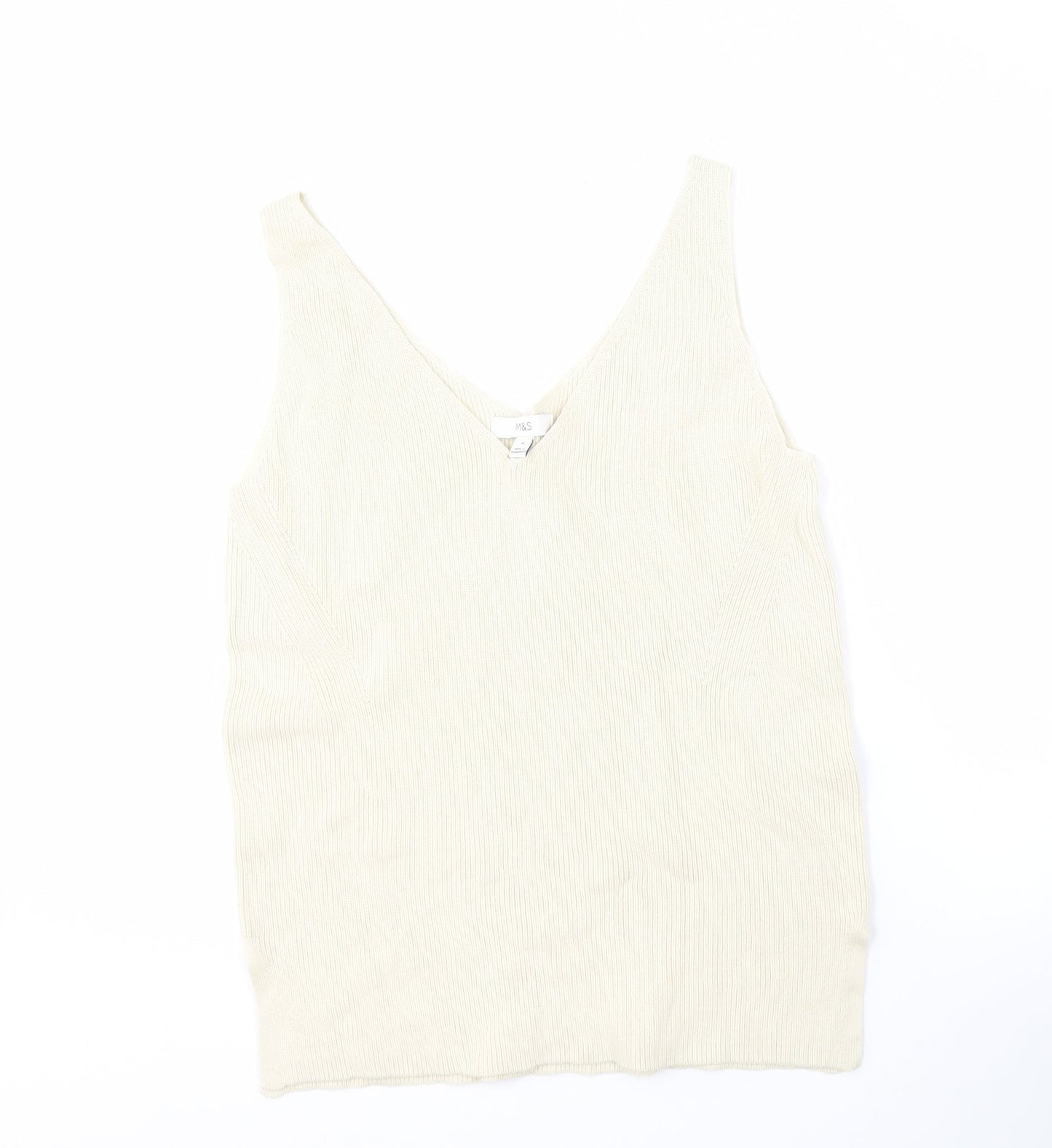 Marks and Spencer Beige V-Neck Sleeveless Knit Jumper