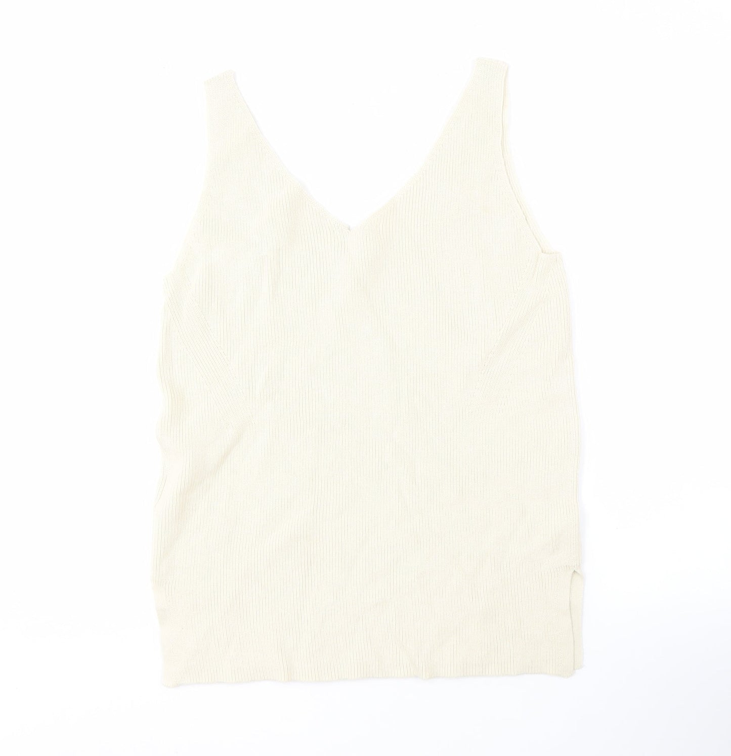Marks and Spencer Beige V-Neck Sleeveless Knit Jumper