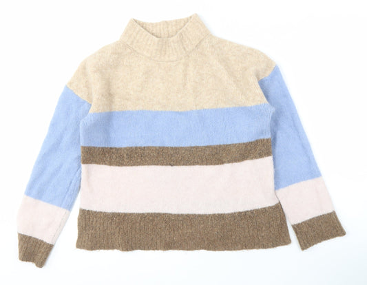 Next Women's Multicolour High Neck Striped Jumper