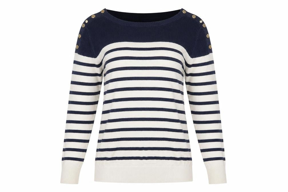 Séraphine Women's Blue Striped Button Pullover Size 8