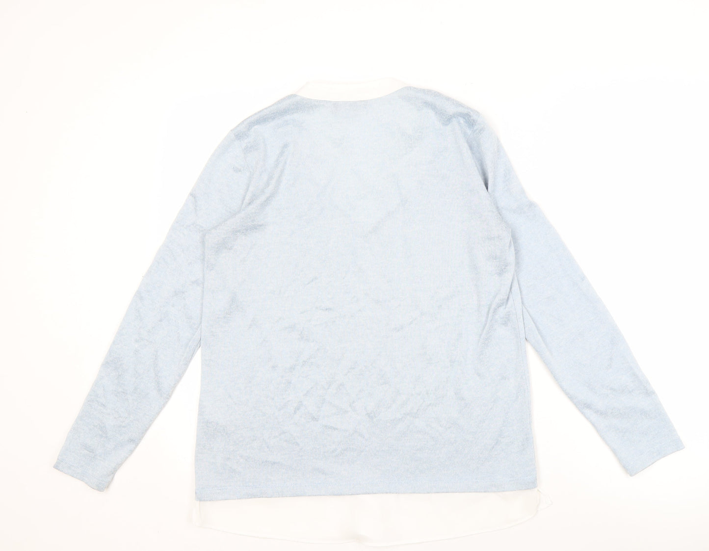 Fransa Women's Blue V-Neck Pullover Jumper Size S
