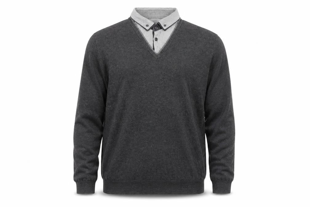 Marks & Spencer Men's Grey V-Neck Pullover - M