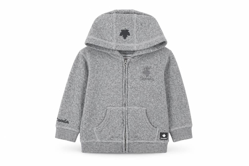 Canadiana Grey Basic Jacket, Unisex 18-24 Months, Hooded