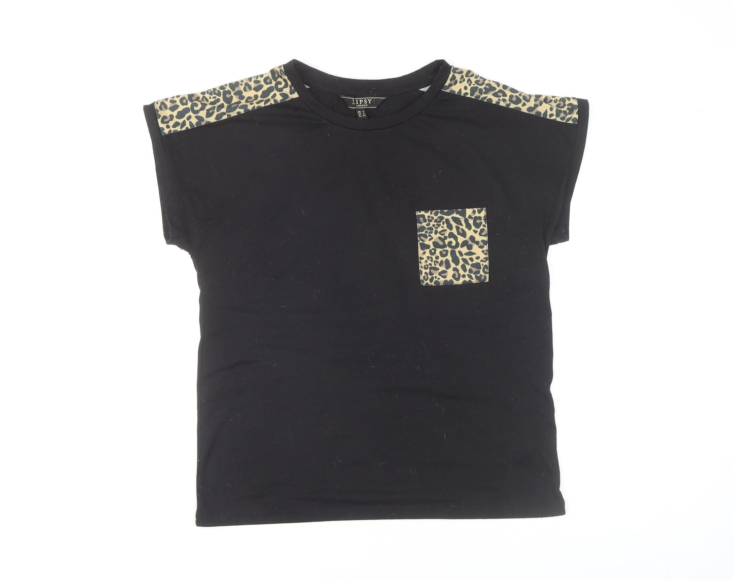 Lipsy Women's Black Animal Print T-Shirt UK 8