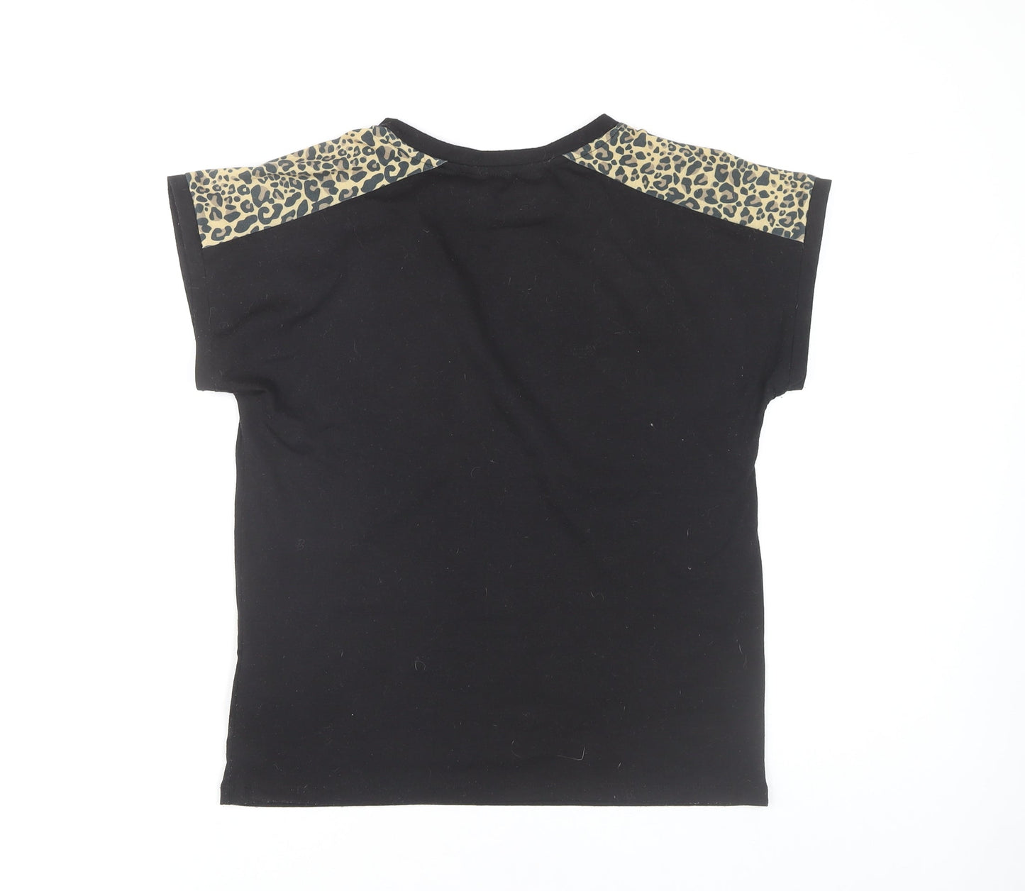 Lipsy Women's Black Animal Print T-Shirt UK 8