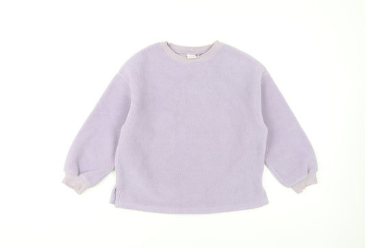Next Girls Purple Fleece Pullover Sweatshirt, Size 8 Years