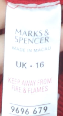 Close-up detail of Marks & Spencer Red jumper, size 16, V-Neck