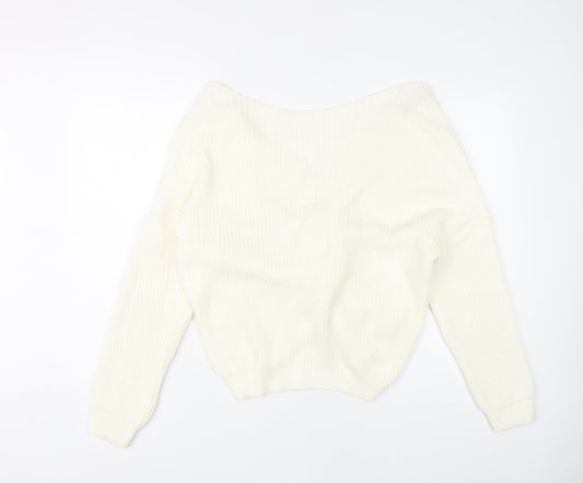 PrettyLittleThing Women's Ivory Boat Neck Jumper XL