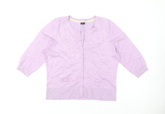 M&Co Women's Purple Cardigan Size 16 Bow Accents