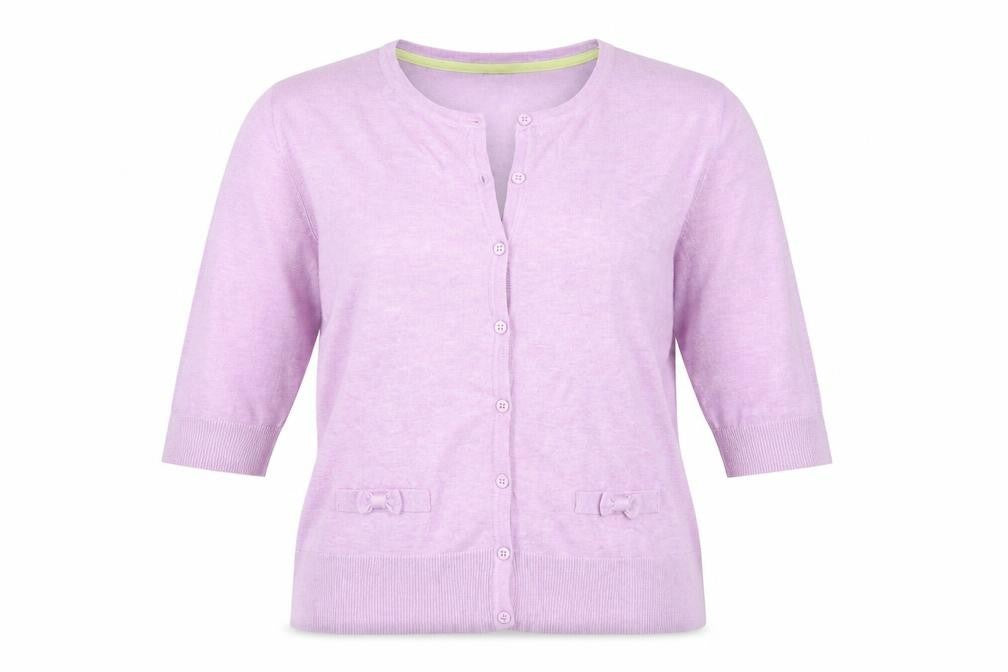 M&Co Women's Purple Cardigan Size 16 Bow Accents