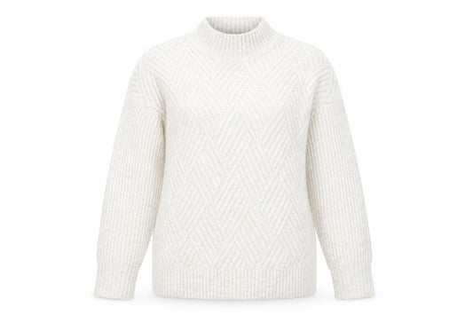 M&Co Women's Ivory High Neck Cable-Knit Jumper Size 10