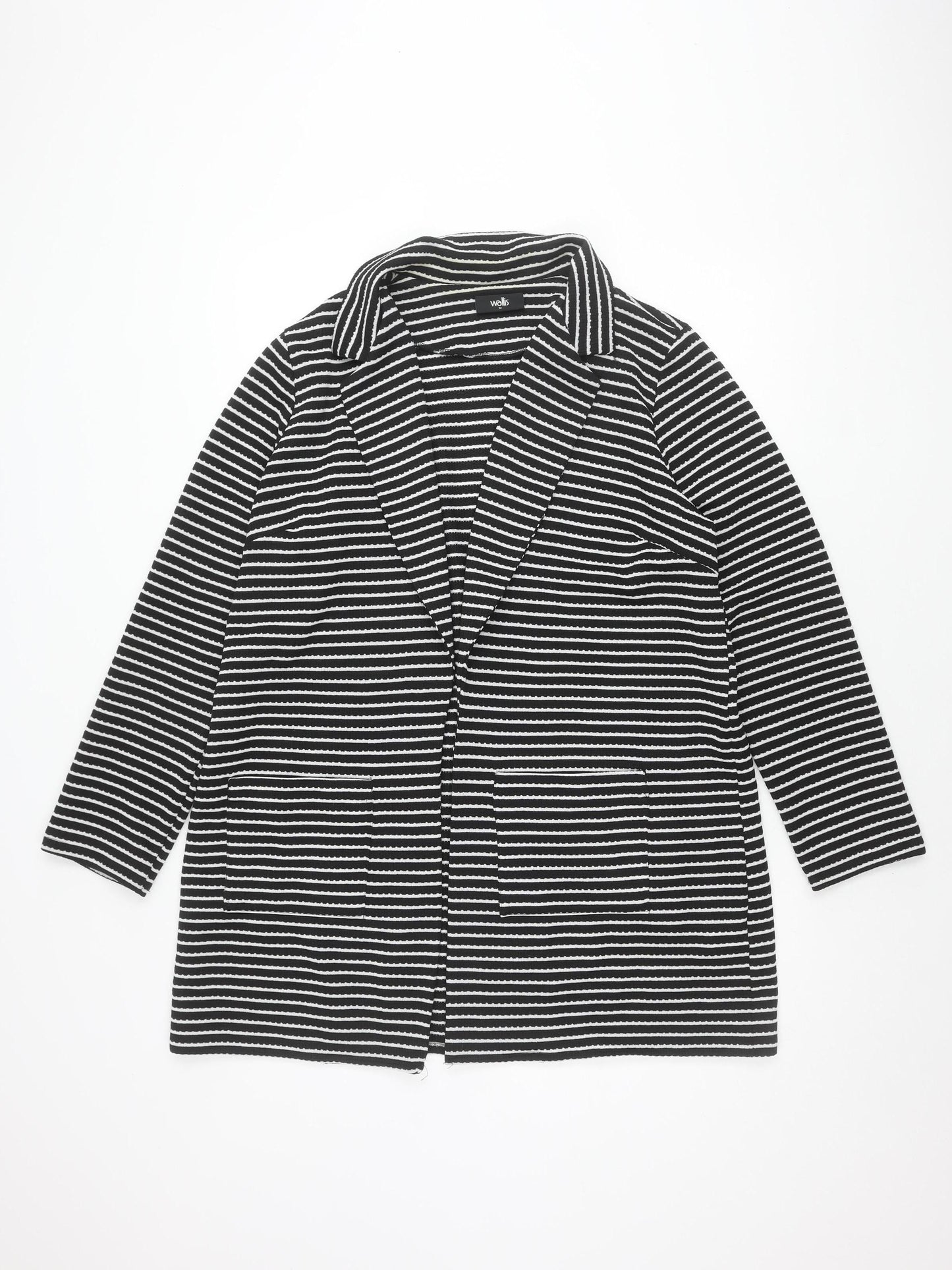 Wallis Women's Black Striped Blazer, Size 12, Classic Style