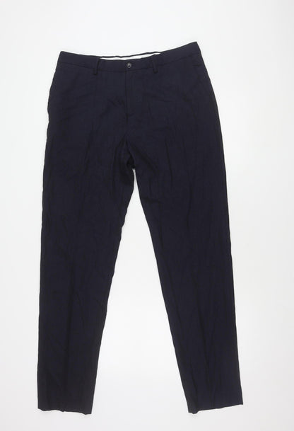 Zara Men's Blue Trousers Size L, Polyester Blend