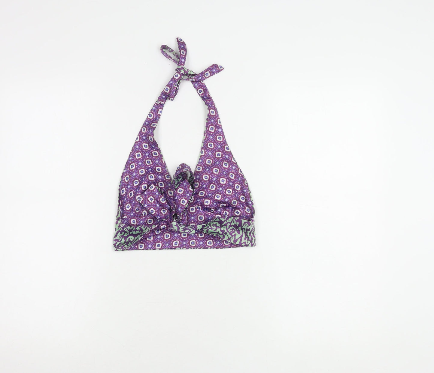 Pull & Bear Women's Purple Geometric Halter Crop Top