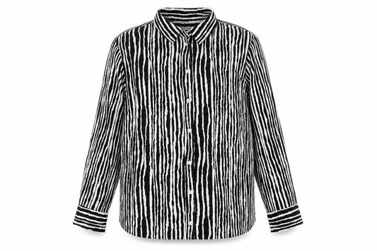 Marks & Spencer Women's Black Striped Button-Up Shirt