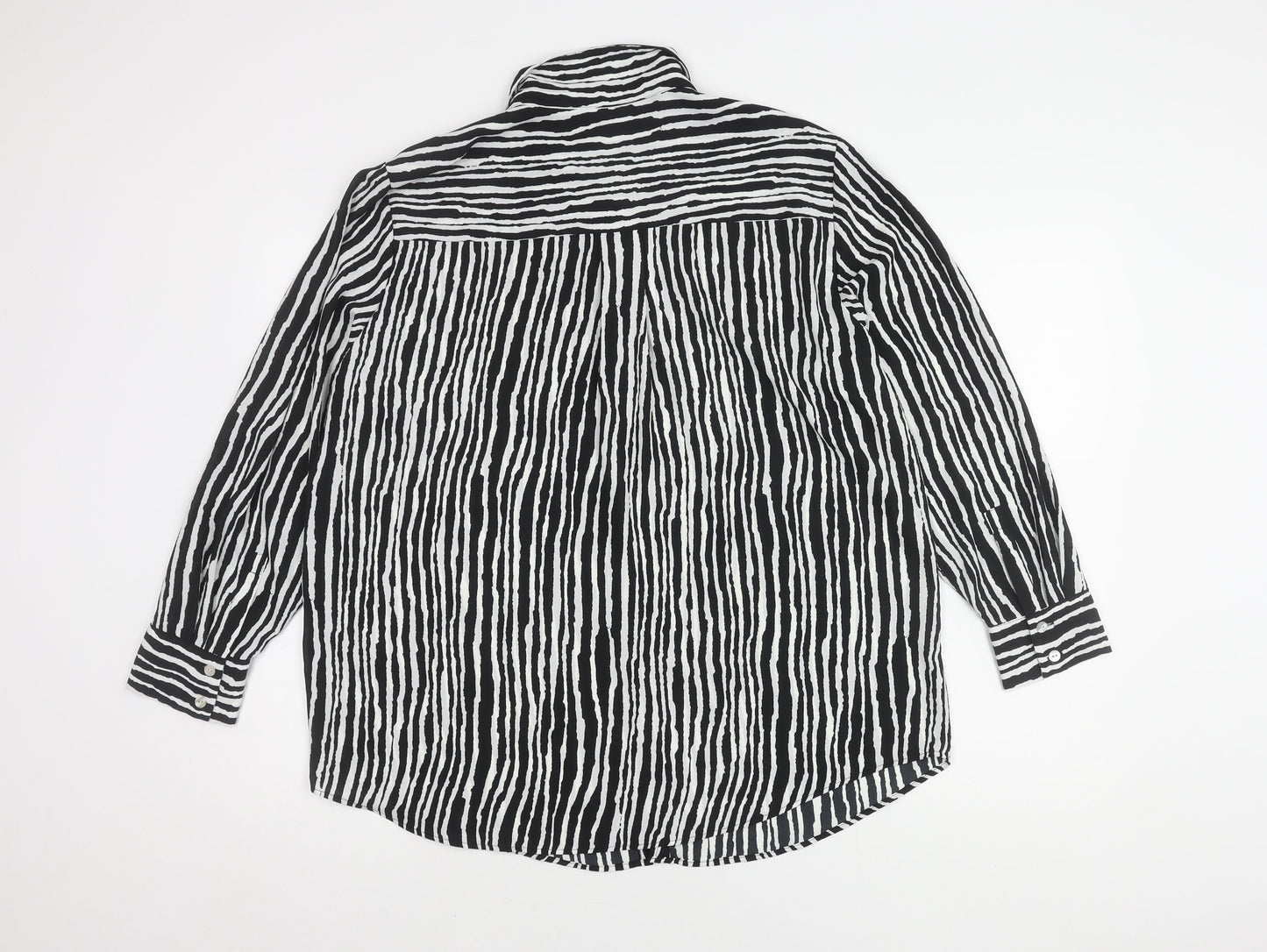 Marks and Spencer Women's Black Striped Button-Up Shirt